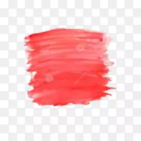 红色水彩画画笔插图-油刷装饰