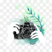 水彩画绘画照相机摄影手绘相机创意