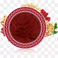 红色中秋节剪贴画-古典花卉装饰