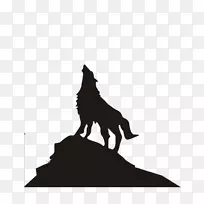 狗北极狼，可怕的狼，东部的狼，黑色的狼-山上的狼轮廓。