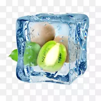 果汁冰立方体摄影猕猴桃冷冻猕猴桃