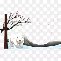 冬季土坯插图.手绘北极熊