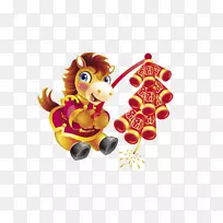 农历新年十二生肖卡通农历新年卡通马
