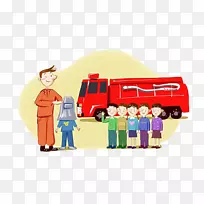 消防队员消防短片艺术-消防队员教导儿童防火知识。