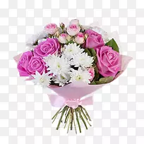 花束花园，玫瑰，菊花，粉色德兰菊-粉红色花束
