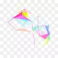 三角形区域图案-科幻奇异浮动彩色几何线