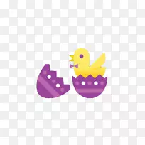 鸟类紫色剪贴画-紫色黄色鸟蛋