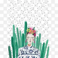 迭戈·里维拉！绘制墨西哥艺术插图-仙人掌和女孩
