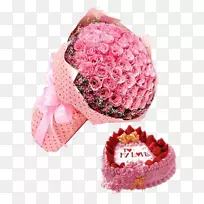 南充生日蛋糕天猫奶油花束粉红色鲜花礼品花束