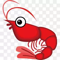 Caridea虾海鲜蟹玉生手画可爱卡通龙虾