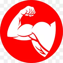手臂肌肉卡通片艺术-健身红色图标