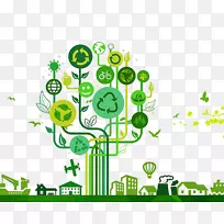 环保树木循环利用标志生态-创意绿色背景