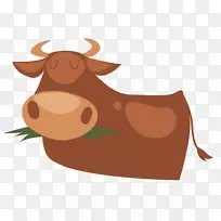 牛-欧洲和美洲野牛放牧棕色
