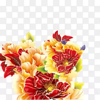 花卉设计：菊花，雏菊，大丽花，切花-牡丹