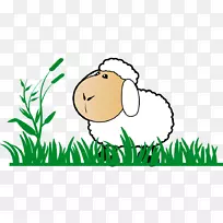 羊牛群剪贴画-草、羊、绿