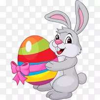 复活节兔子复活节彩蛋兔子拿着彩蛋