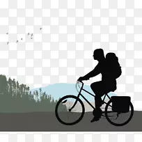 绘制Getty图像插图-背包客自行车剪影
