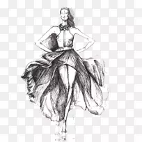 纽约时装周时装设计时装插画素描涂鸦素描女孩