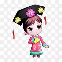 清朝歌卡通-可爱卡通清宫女神PNG