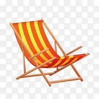雨伞椅沙滩剪贴画-红黄沙滩躺椅