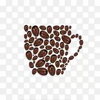 咖啡豆卡布奇诺茶咖啡厅彩色圆形杯状咖啡豆