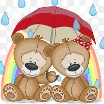 卡通心棕色卡通雨熊