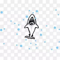 大白鲨t恤标志-卡通鲨鱼和泡泡