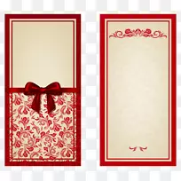 婚礼邀请模板-手绘红藤蝴蝶结