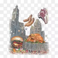 热狗汉堡鸡肉三明治快餐鸡肉汉堡牛肉热狗图案