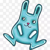 复活节兔子卡通-蓝色卡通兔