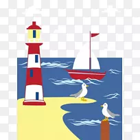 海滨度假村灯塔剪辑艺术-卡通仙女与无花果海滨灯塔