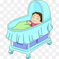 婴儿床卡通插图-婴儿车里的婴儿