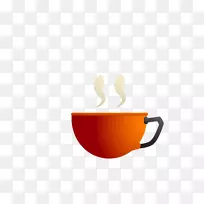 咖啡杯咖啡厅黄色图案-橙色杯子