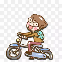 动画-卡通男孩骑自行车装饰图案
