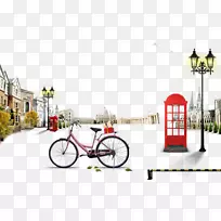电话亭谷歌图片福基街灯下载-电话亭和自行车
