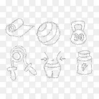 白描材料图案健身器械举重