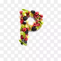 字母p图标-水果组成字母p