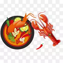 泰国菜绿色番木瓜沙拉食品插图-卡通龙虾