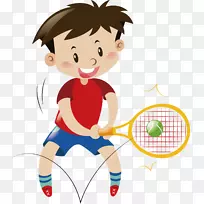 免费摄影插画-打网球的青少年
