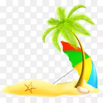 海滩夏季插图-棕榈岛材料