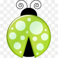 瓢虫绿色剪贴画-瓢虫