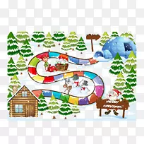 圣诞老人雪屋圣诞棋盘游戏插图-森林阶梯图