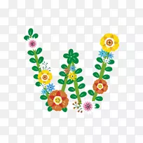 字母w-花环字母w