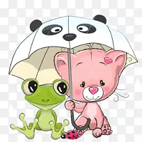 图解-小猫和伞下青蛙