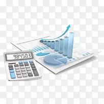 财务报表、投资图表、财务业绩-用彩色计算器进行业务趋势分析