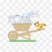 复活节兔子剪贴画-兔手推车