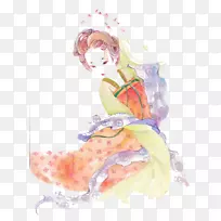 水彩画艺术插图-人民水彩画