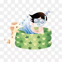 Adobe插画卡通插图-游泳浴