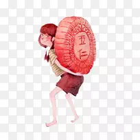 月饼填塞中秋节u4e94u4ec1插图-红色简单五月饼装饰图案