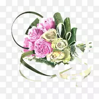 水彩画画家艺术花束-粉红色花束